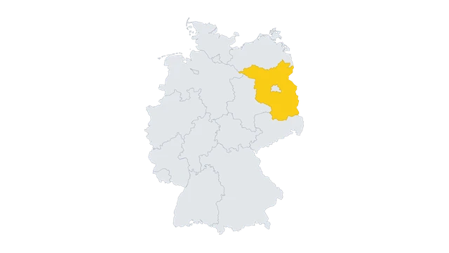 Lage-Karte: Brandenburg in Deutschland hervorgehoben — Balkonkraftwerk-Förderung