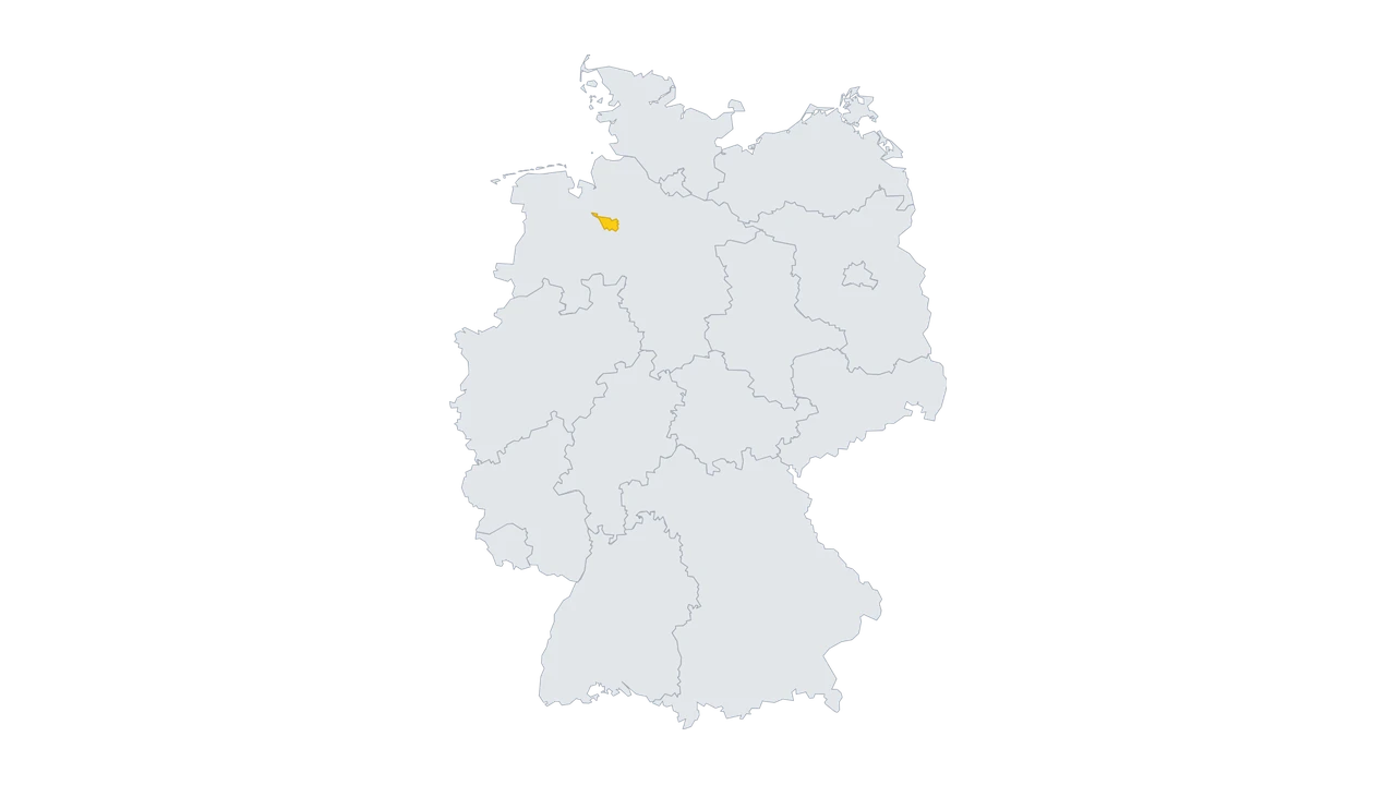 Lage-Karte: Bremen in Deutschland gelb hervorgehoben — Balkonkraftwerk-Förderung 2026.