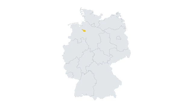 Lage-Karte: Bremen in Deutschland hervorgehoben — Balkonkraftwerk-Förderung