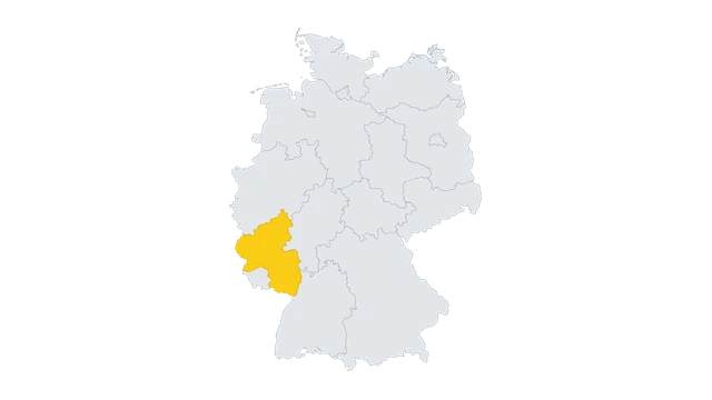 Lage-Karte: Rheinland-Pfalz in Deutschland hervorgehoben — Balkonkraftwerk-Förderung