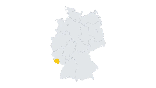 Lage-Karte: Saarland in Deutschland hervorgehoben — Balkonkraftwerk-Förderung