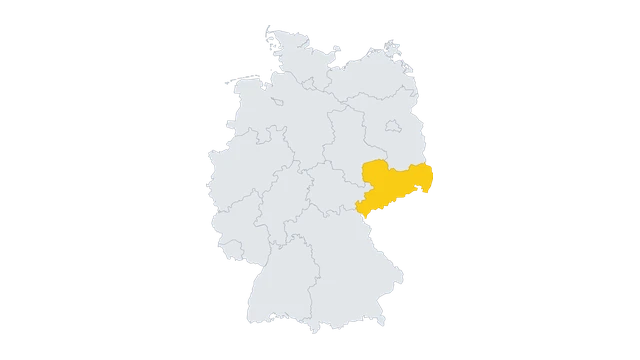 Lage-Karte: Sachsen in Deutschland hervorgehoben — Balkonkraftwerk-Förderung