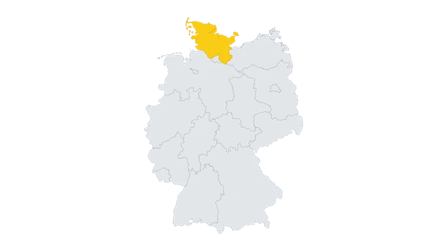 Lage-Karte: Schleswig-Holstein in Deutschland hervorgehoben — Balkonkraftwerk-Förderung