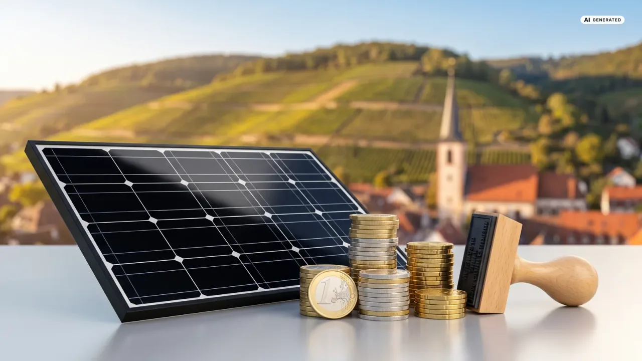 Solarmodul mit Euro-Münzen — Balkonkraftwerk-Förderung in Leimen