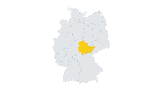 Lage-Karte: Thüringen in Deutschland hervorgehoben — Balkonkraftwerk-Förderung